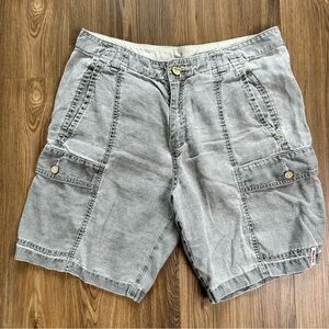 Tommy Bahama Shorts Mens 34 100% Linen Cargo Pockets‎ Gray Casual Lightweight 9”